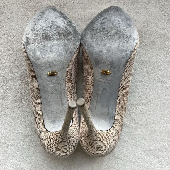 Sergio Rossi Piper Kalika Tan Nude Stiletto Heel Pump Women EU 38 US 7.5-8 Italy - Picture 15 of 16